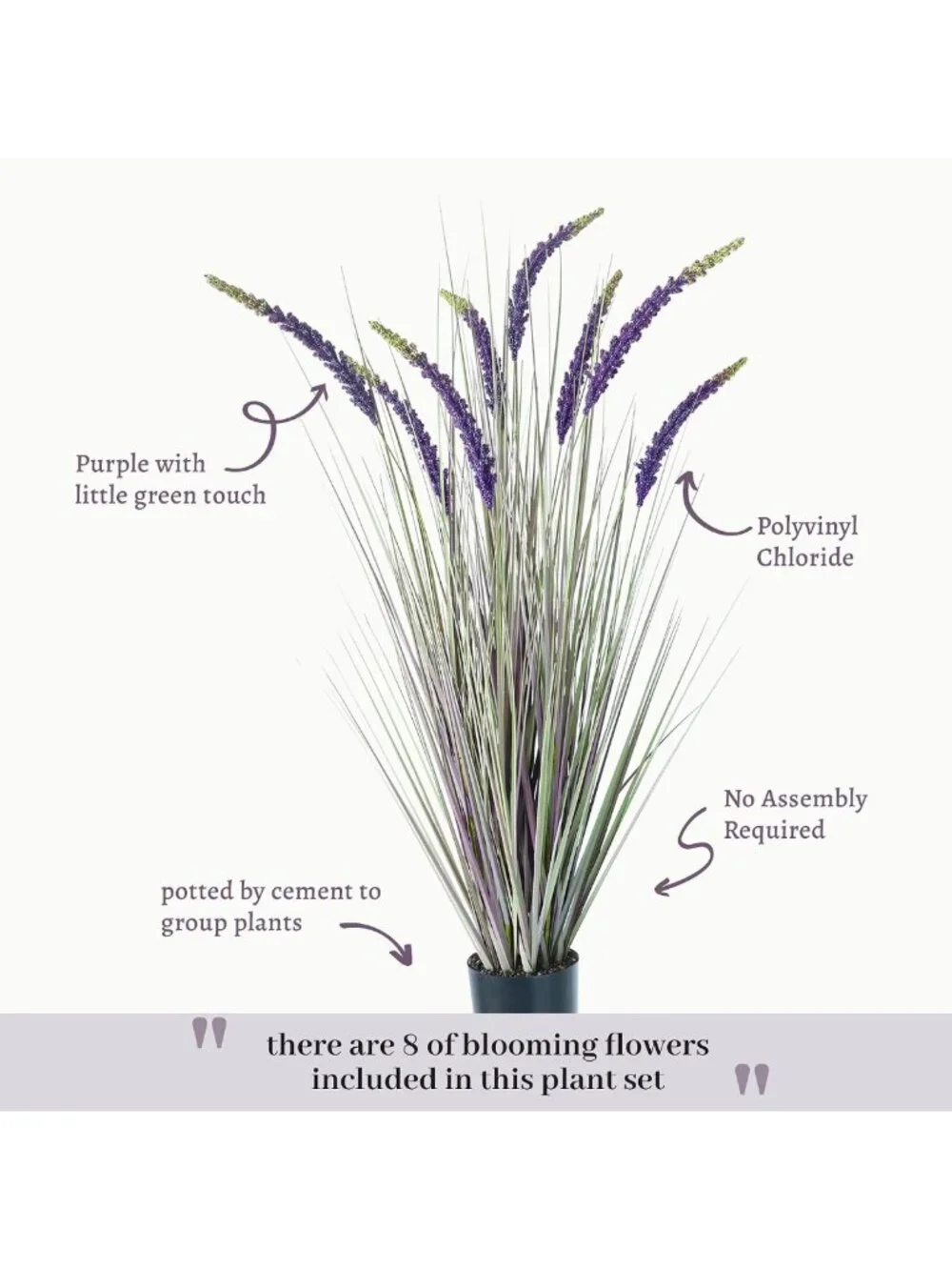 2-Pack 4ft Faux Veronica Speedwell Grass - Lush Purple Artificial Plants